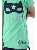 T-Shirt mit grüner Maskenapplikation NDZ5322 – Online-Shop – Boutique